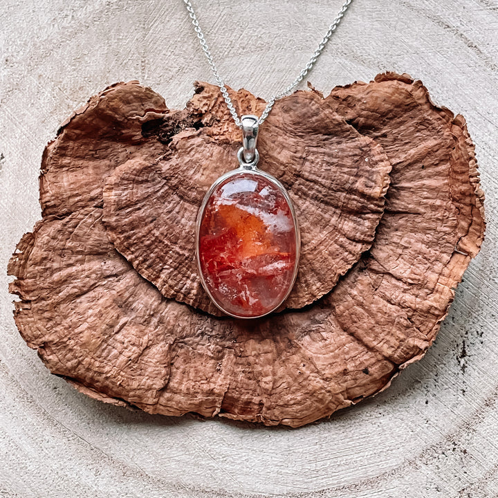 hematoide red healer rode oranje luxe edelsteen hanger 925 sterling echt zilver