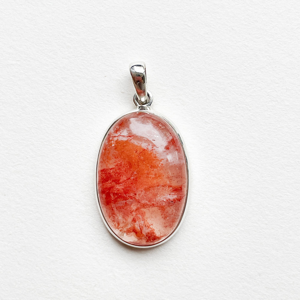 hematoide red healer rode oranje luxe edelsteen hanger 925 sterling echt zilver