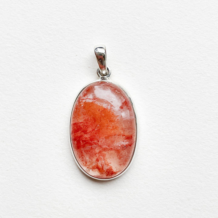 hematoide red healer rode oranje luxe edelsteen hanger 925 sterling echt zilver