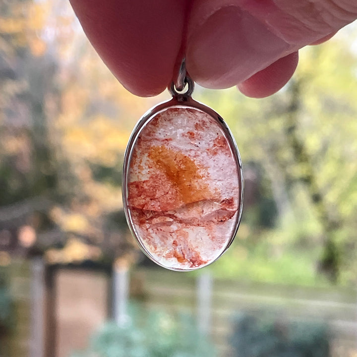 hematoide red healer rode oranje luxe edelsteen hanger 925 sterling echt zilver