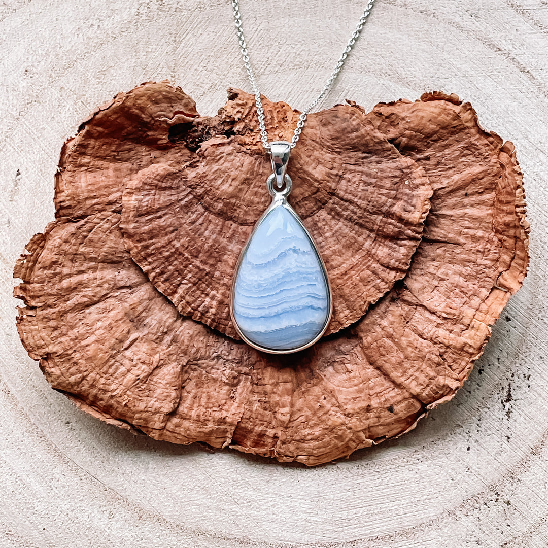 chalcedoon lichtblauwe luxe edelsteen hanger 925 sterling echt zilver