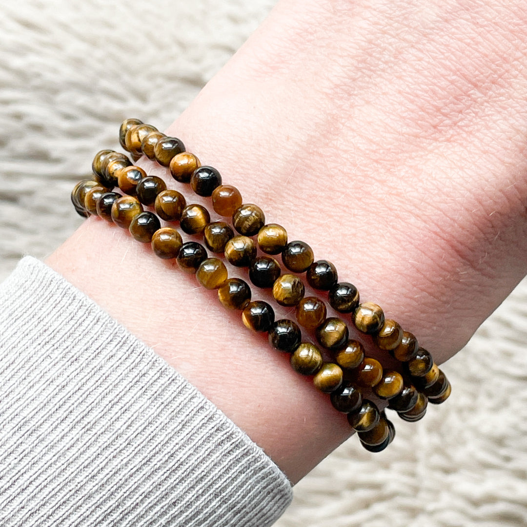 tijgeroog bruine kogelarmband 4mm edelsteen