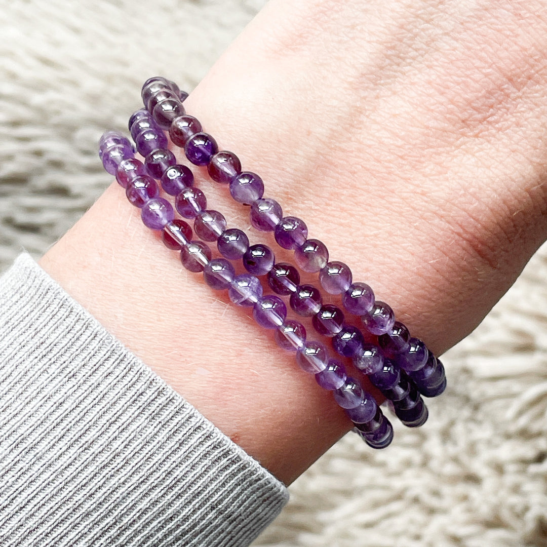 amethist paarse kogelarmband 4mm edelsteen
