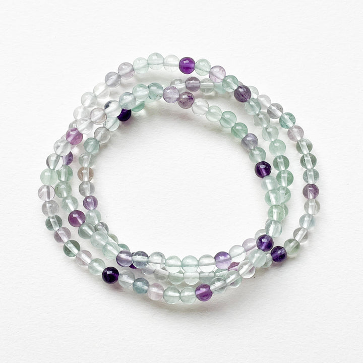 fluoriet regenboog kogelarmband 4mm edelsteen