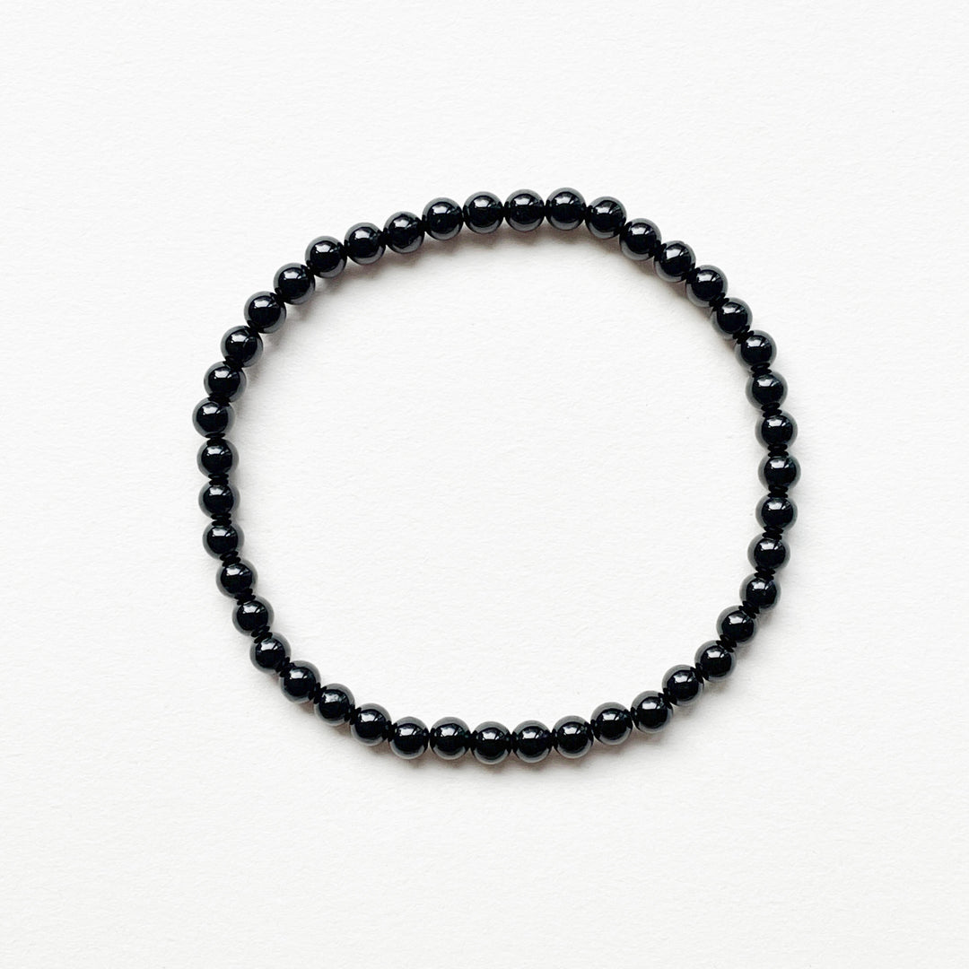 toermalijn zwarte kogelarmband 4mm edelsteen