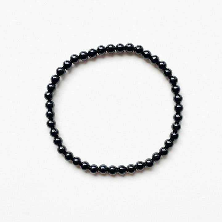 toermalijn zwarte kogelarmband 4mm edelsteen