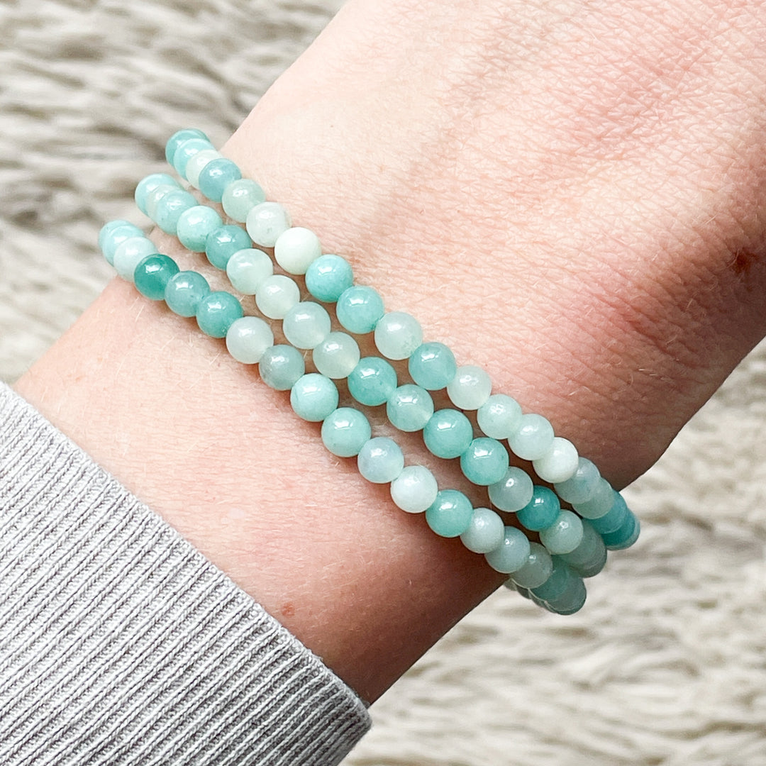 amazoniet blauwe kogelarmband 4mm edelsteen