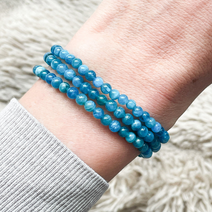 apatiet blauwe kogelarmband 4mm edelsteen