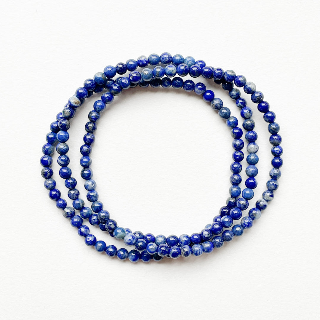 lapis lazuli blauwe kogelarmband 4mm edelsteen