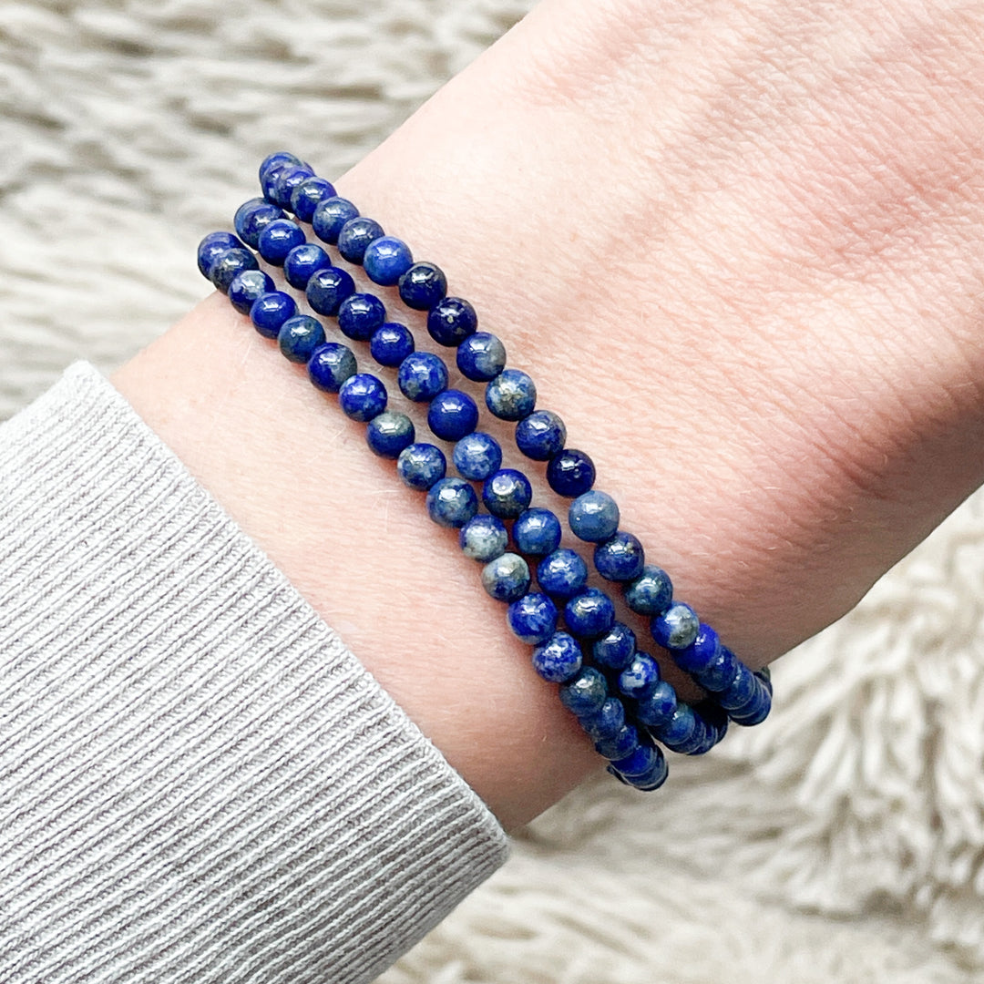 lapis lazuli blauwe kogelarmband 4mm edelsteen