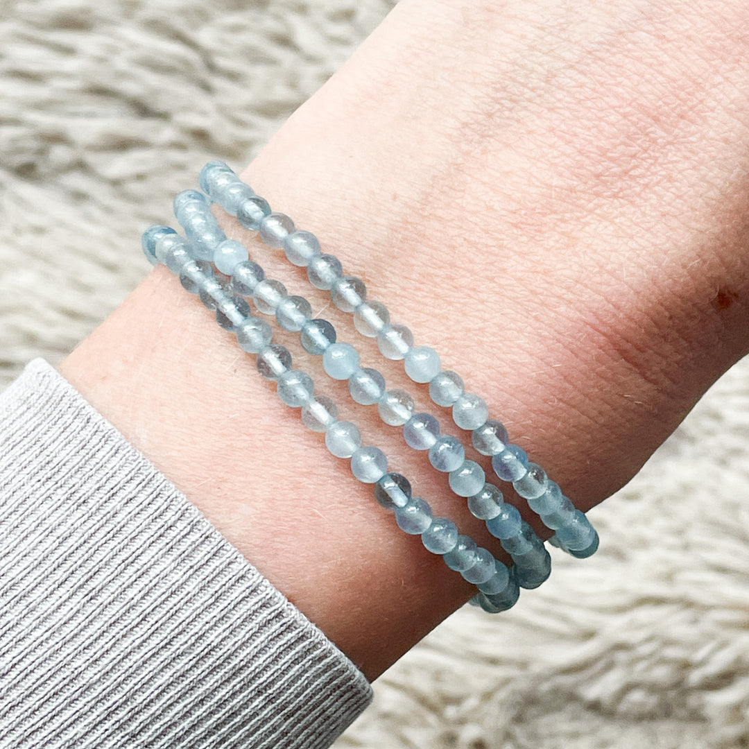 aquamarijn lichtblauwe kogelarmband 4mm edelsteen