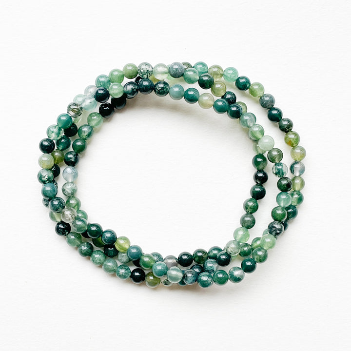 mosagaat groene kogelarmband 4mm edelsteen