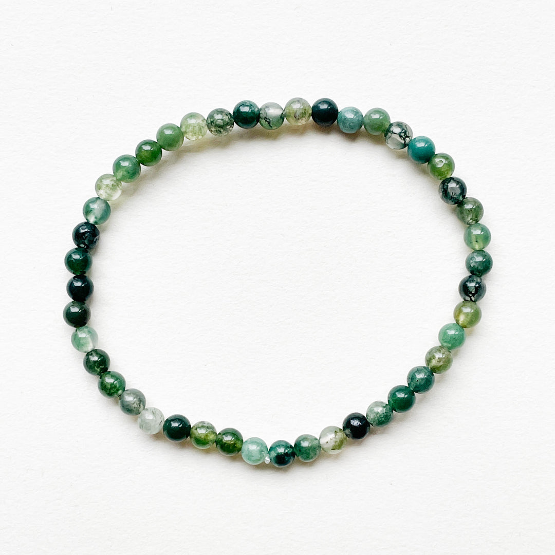 mosagaat groene kogelarmband 4mm edelsteen