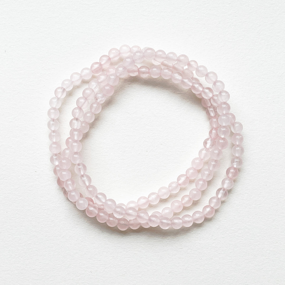 rozenkwarts roze kogelarmband 4mm edelsteen