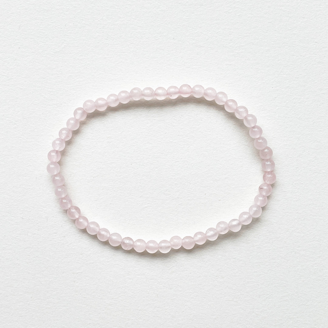rozenkwarts roze kogelarmband 4mm edelsteen