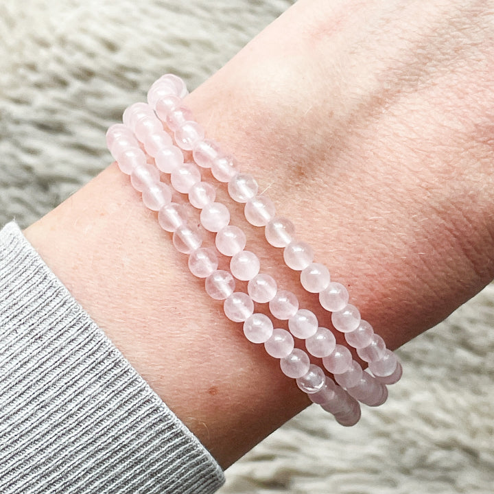 rozenkwarts roze kogelarmband 4mm edelsteen
