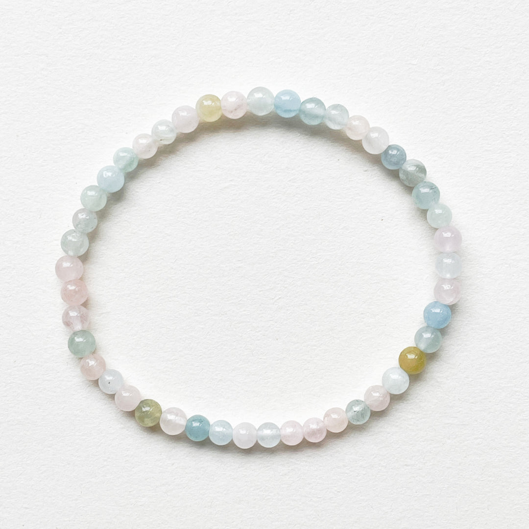 beryl aquamarijn morganiet kogelarmband 4mm edelsteen