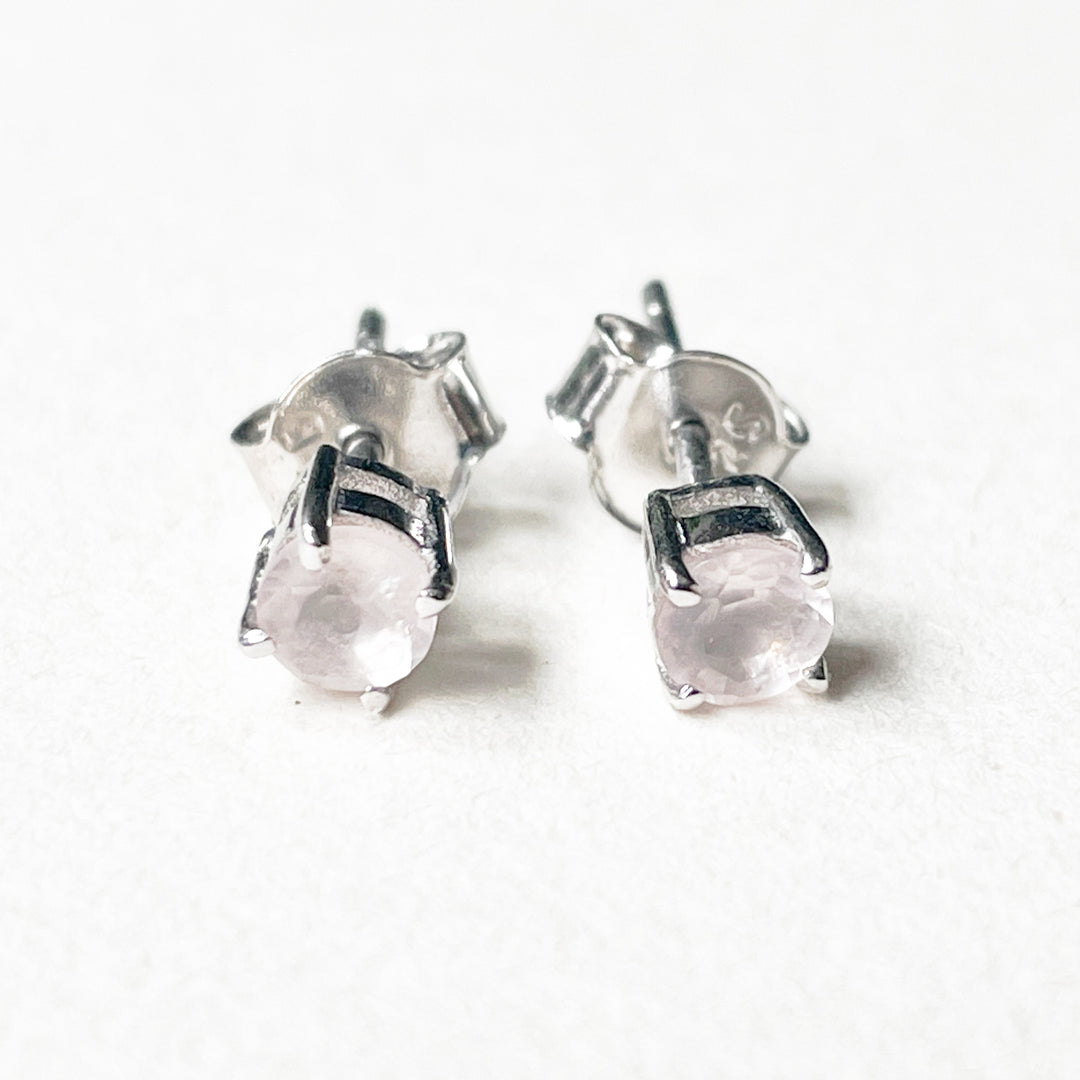 rozenkwarts edelsteen oorbellen oorknoppen 4mm studs