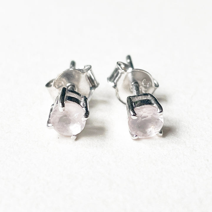rozenkwarts edelsteen oorbellen oorknoppen 4mm studs