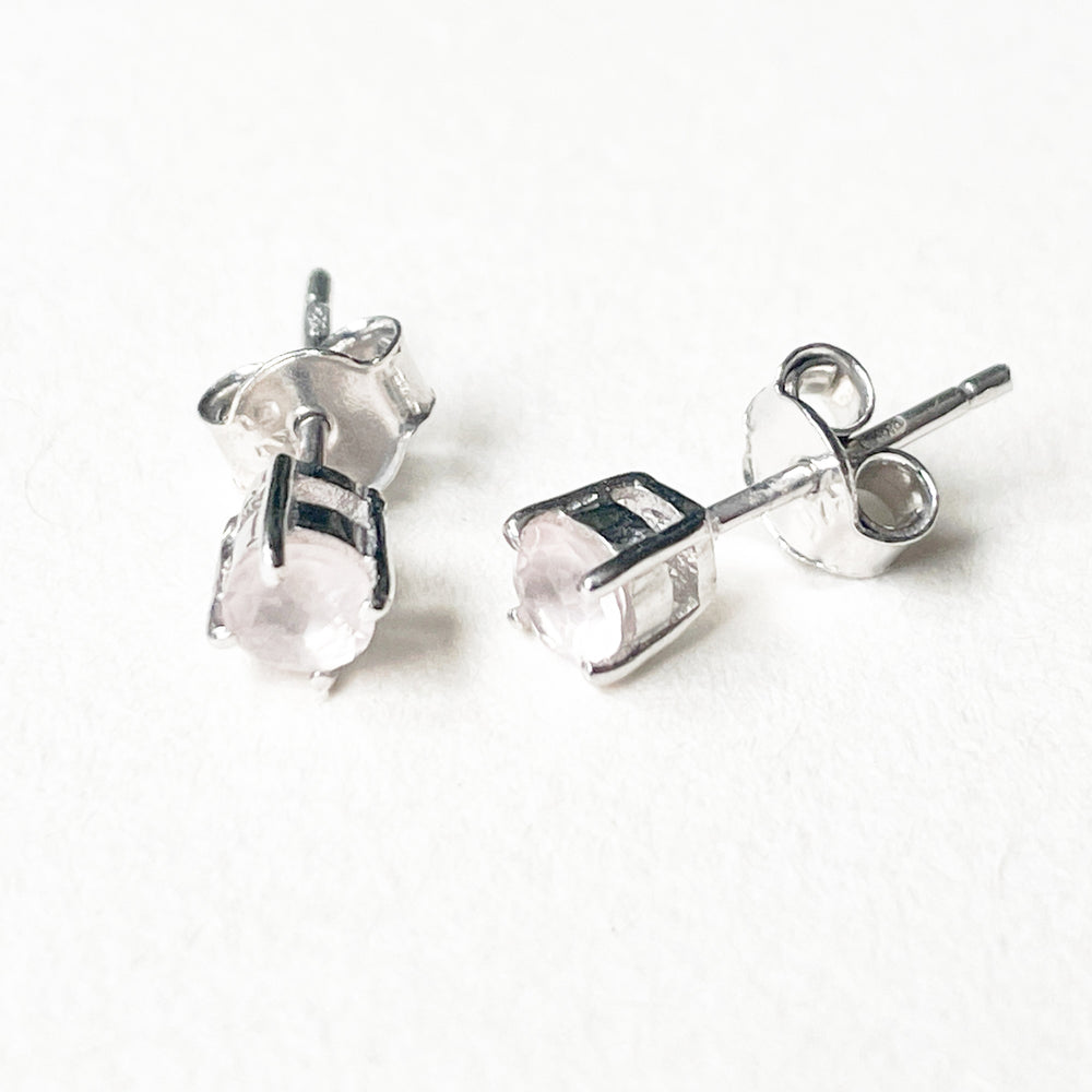 rozenkwarts edelsteen oorbellen oorknoppen 4mm studs