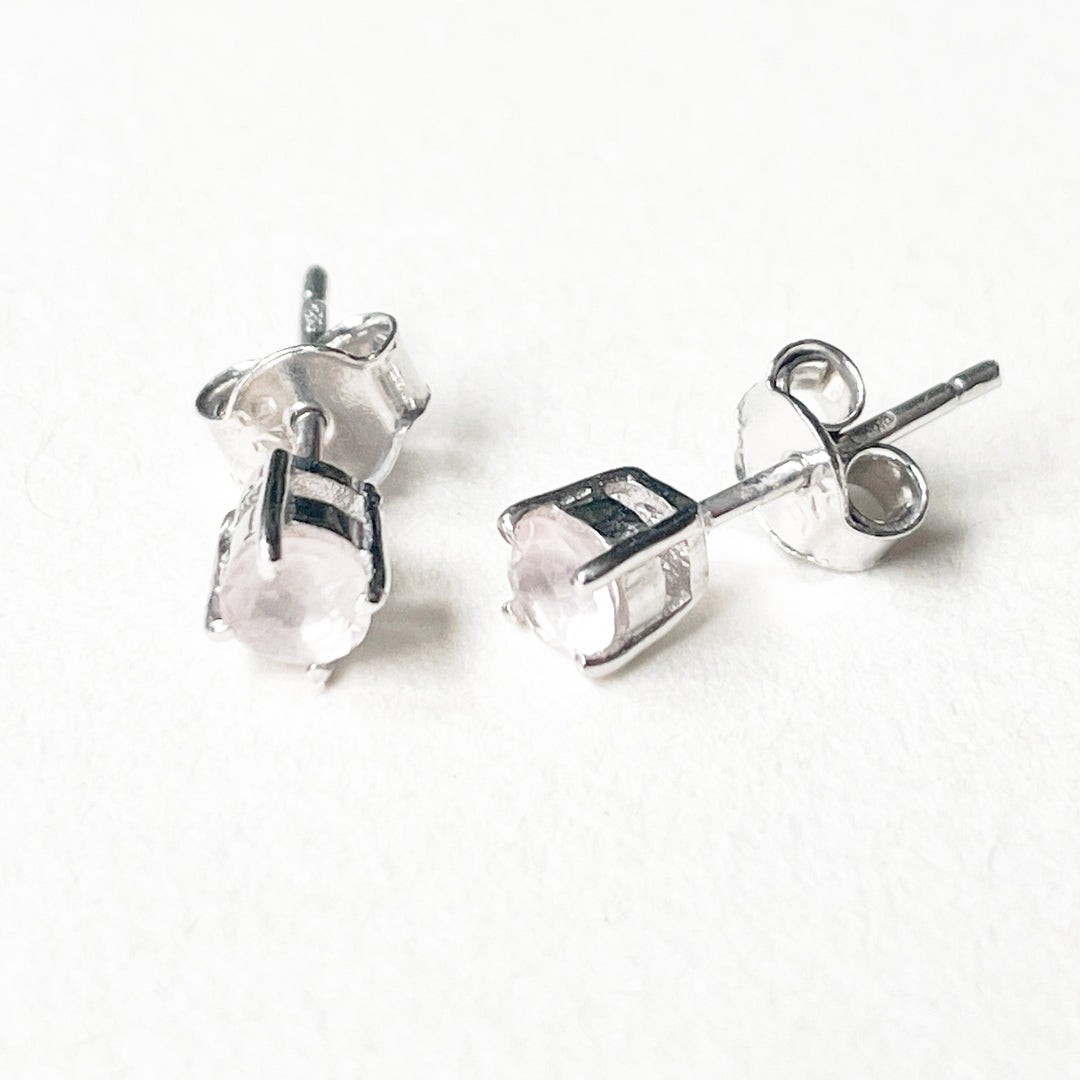 rozenkwarts edelsteen oorbellen oorknoppen 4mm studs