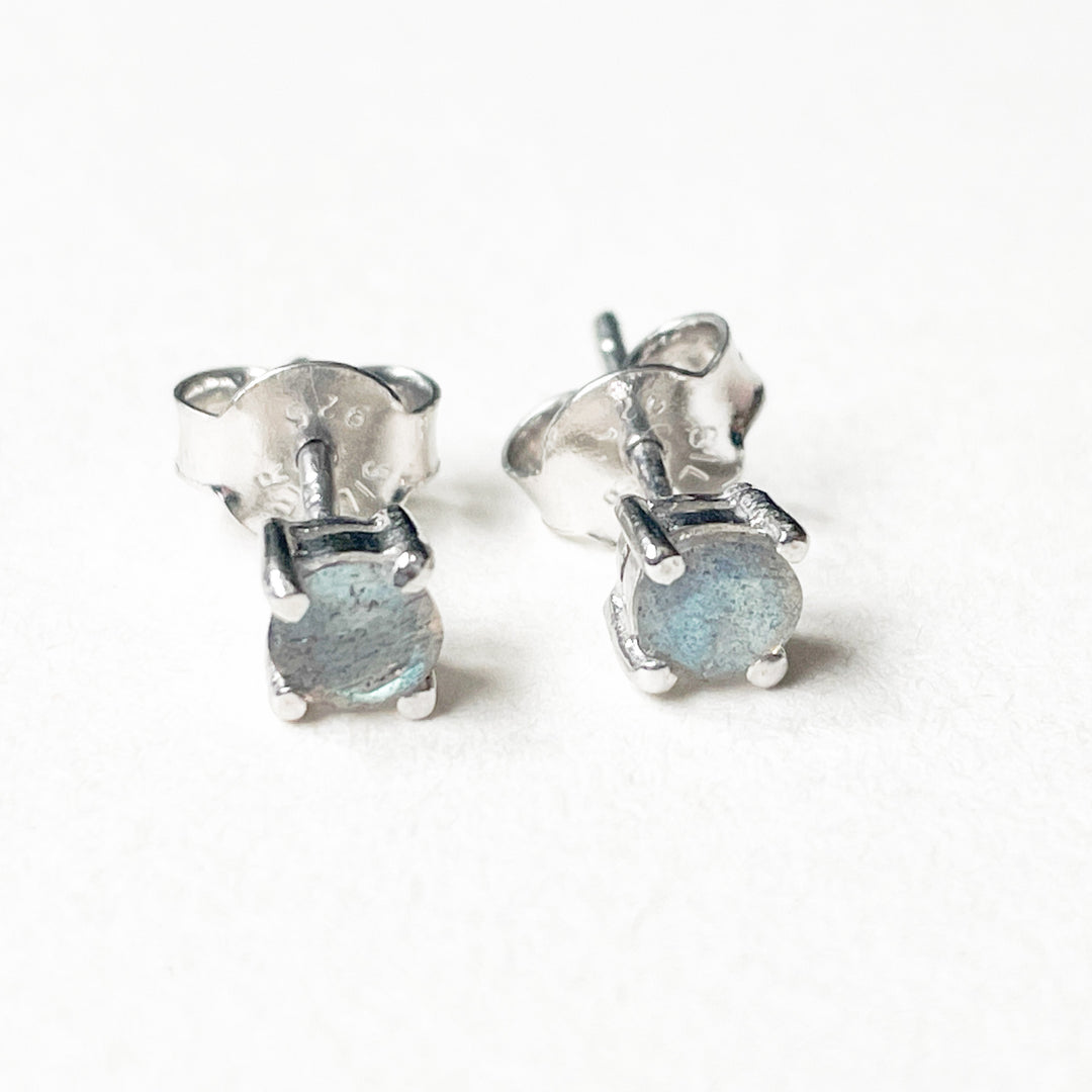 labradoriet edelsteen oorbellen oorknoppen 4mm studs