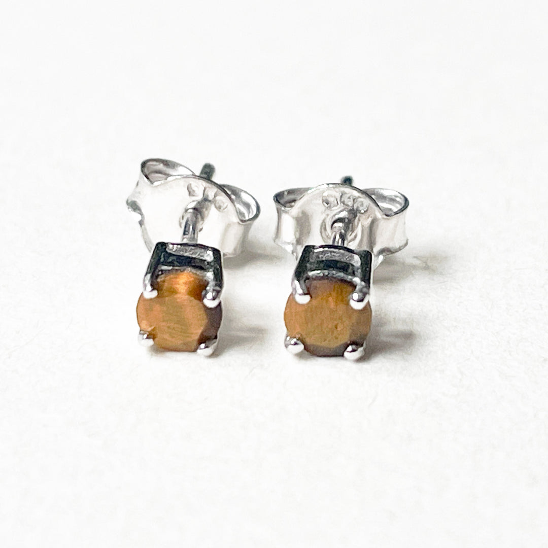 tijgeroog edelsteen oorbellen oorknoppen 4mm studs