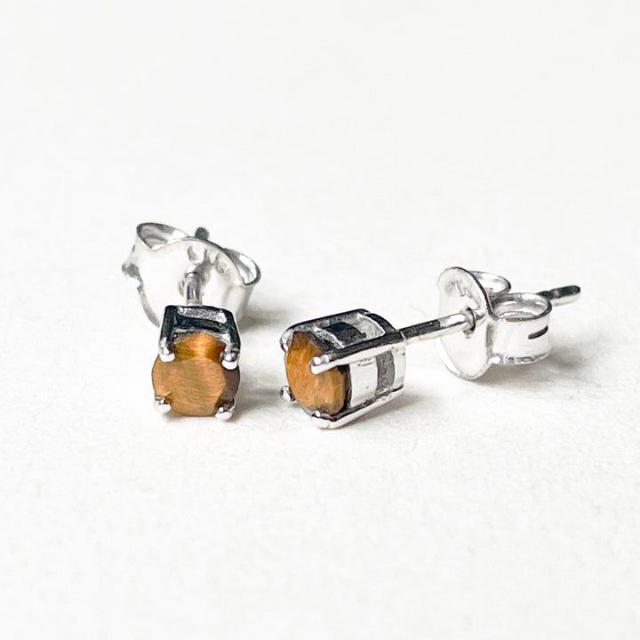 tijgeroog edelsteen oorbellen oorknoppen 4mm studs