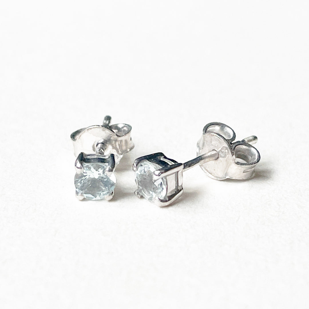aquamarijn edelsteen oorbellen oorknoppen 4mm studs