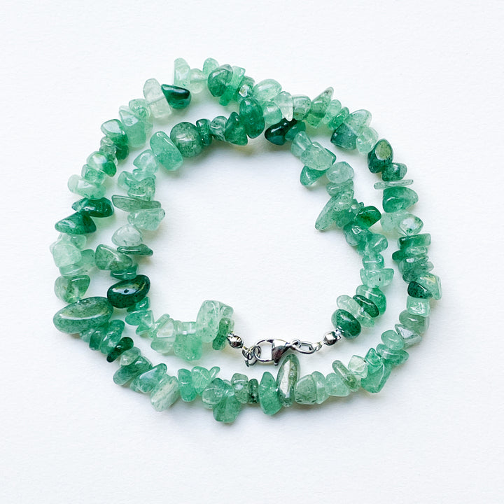 aventurijn groene edelsteen splitketting ruw RVS stainless steel