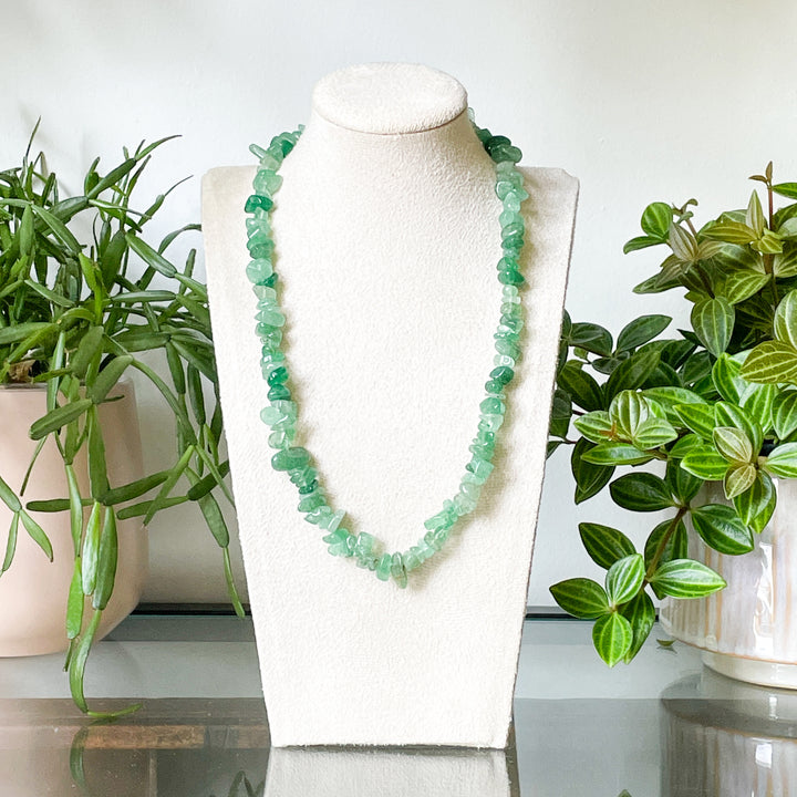 aventurijn groene edelsteen splitketting ruw RVS stainless steel