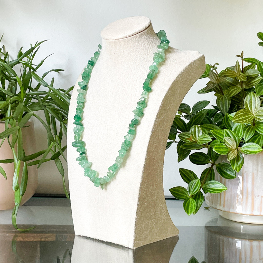 aventurijn groene edelsteen splitketting ruw RVS stainless steel