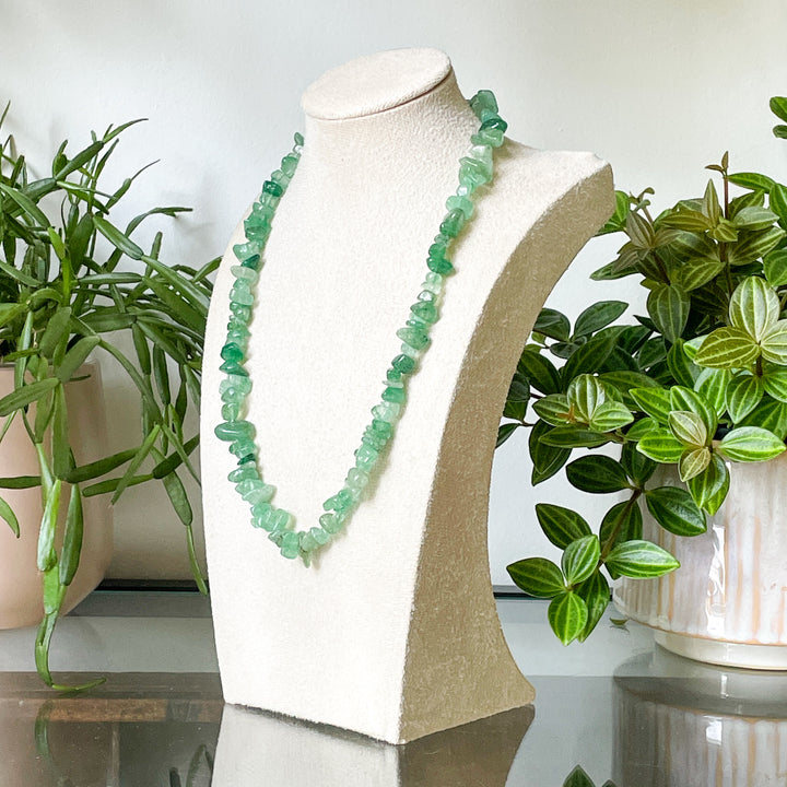 aventurijn groene edelsteen splitketting ruw RVS stainless steel