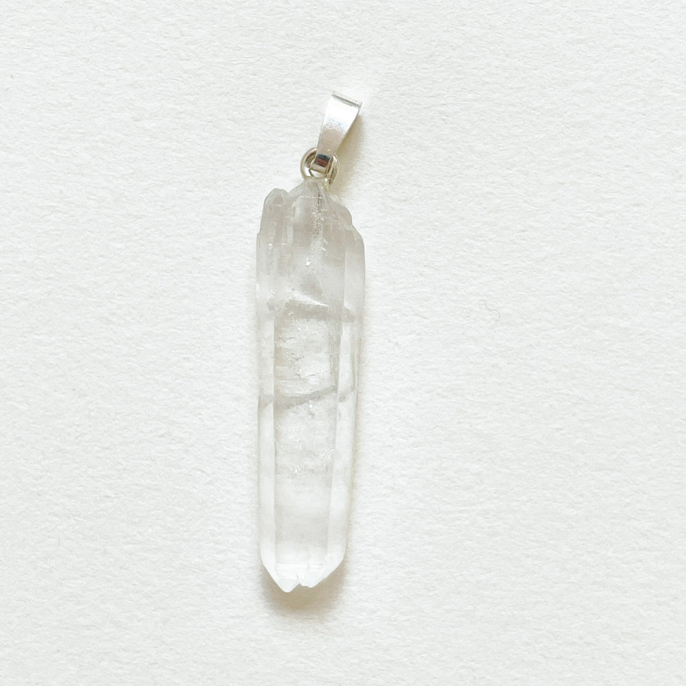 bergkristal witte ruwe edelsteen hanger staaf 925 sterling zilver sieraden