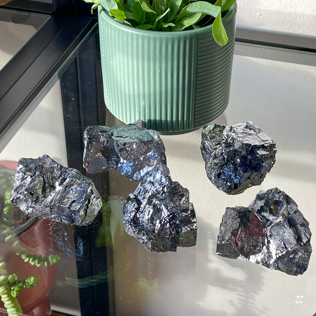 galeniet ruwe steen brok edelsteen mineralen zilver