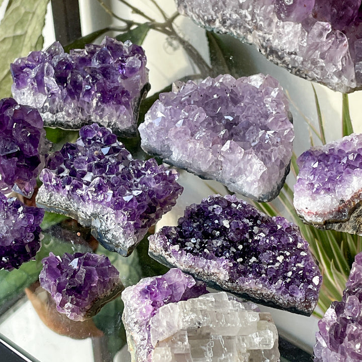 amethist paarse cluster ruwe steen brok mineralen edelsteen edelstenen