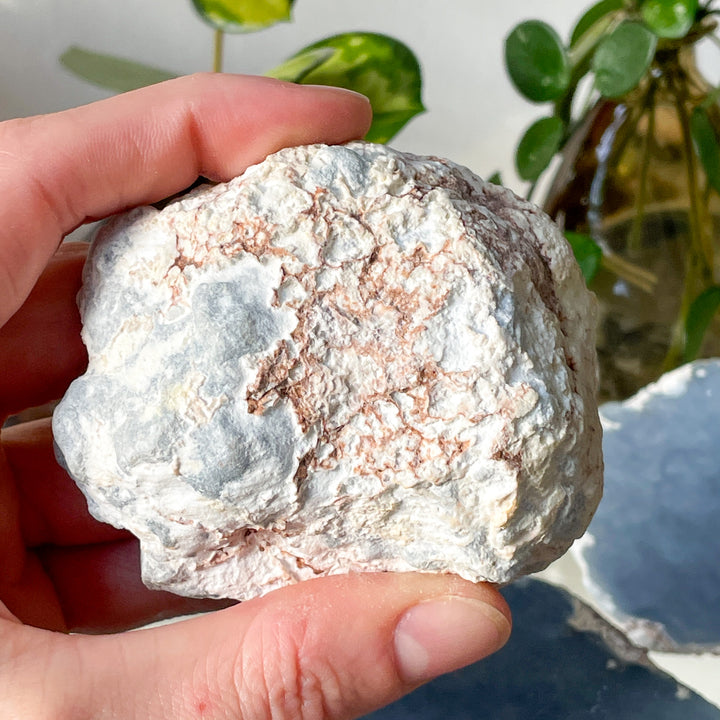 angeliet blauwe edelsteen mineraal geode bol