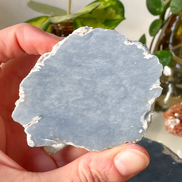 angeliet blauwe edelsteen mineraal geode bol