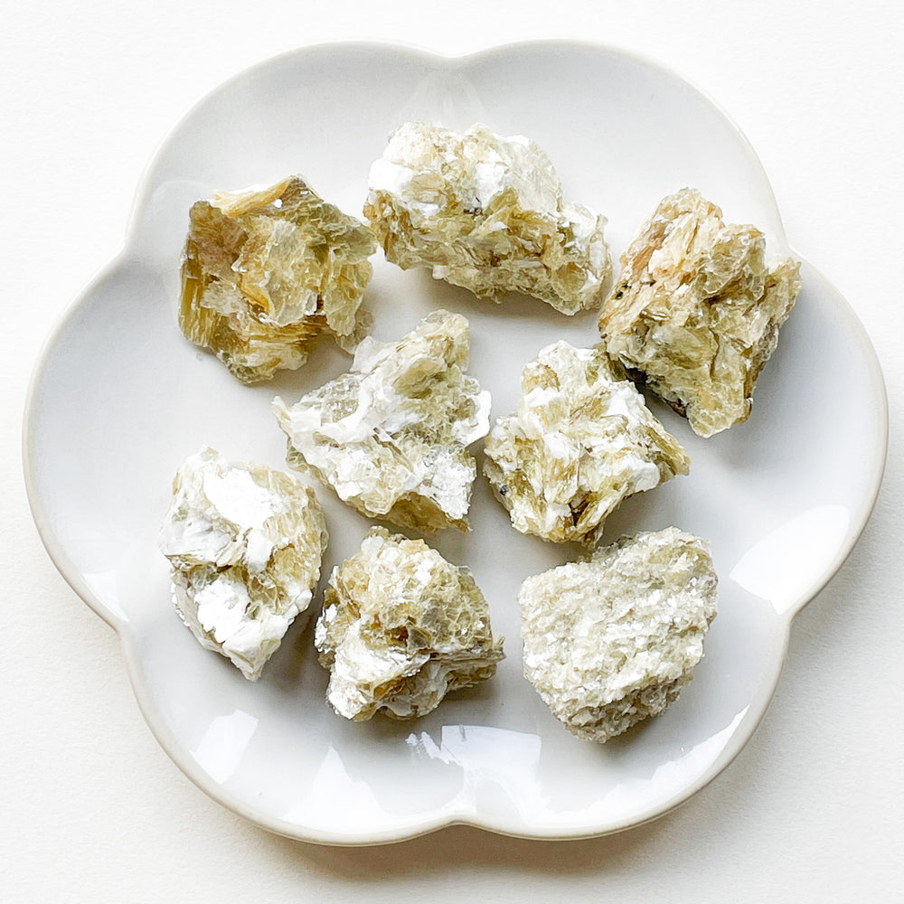 mica gouden ruwe steen brok edelsteen schijfjes edelstenen