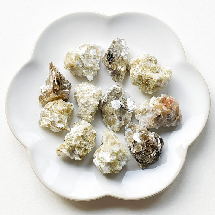 mica gouden ruwe steen brok edelsteen schijfjes edelstenen