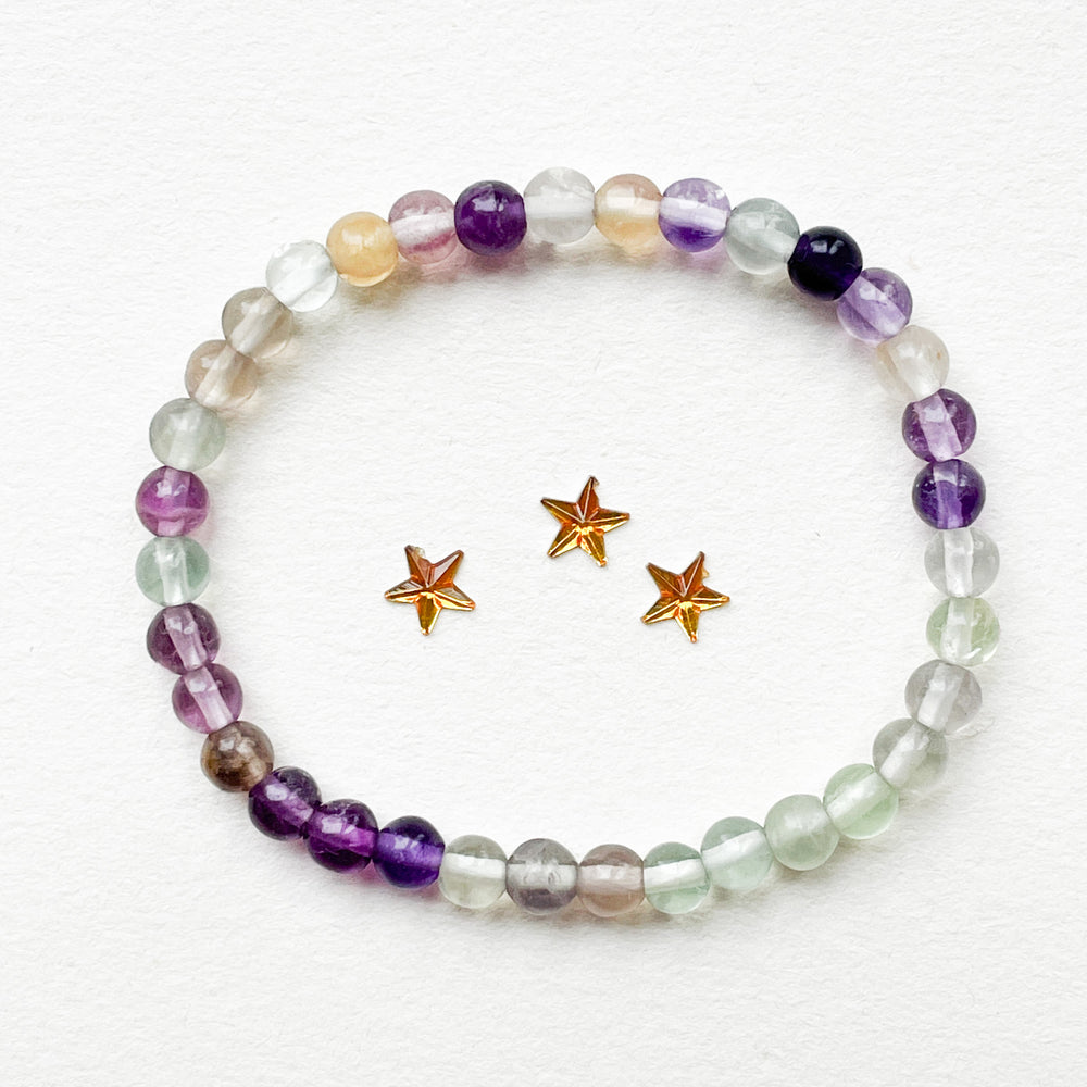 fluoriet regenboog kinderarmband kind kogel armband edelsteen sieraad