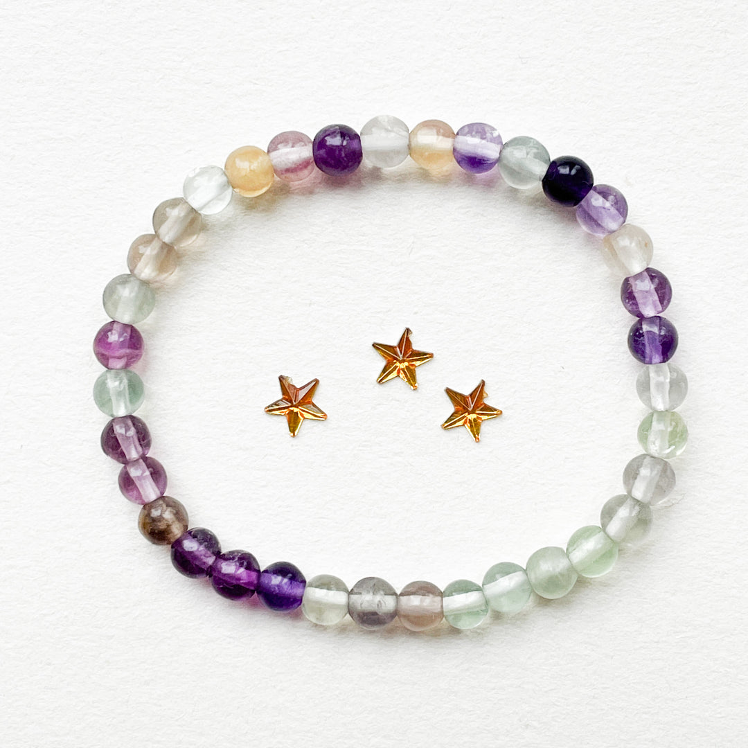 fluoriet regenboog kinderarmband kind kogel armband edelsteen sieraad