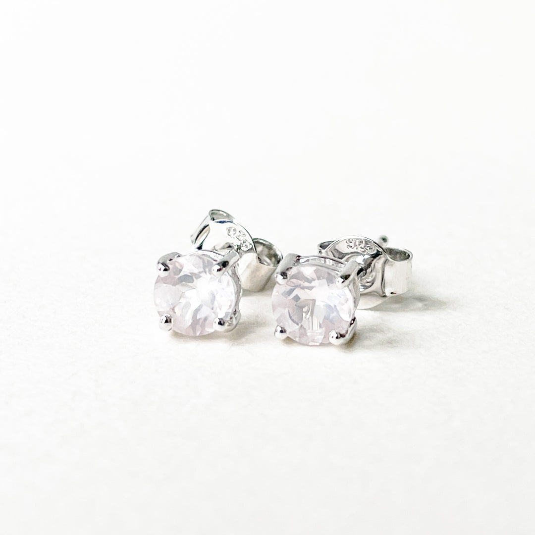 rozenkwarts 5mm edelsteen oorbellen oorstekers studs zilver 925 sterling
