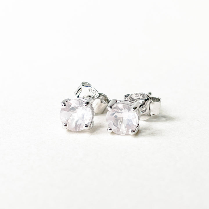 rozenkwarts 5mm edelsteen oorbellen oorstekers studs zilver 925 sterling