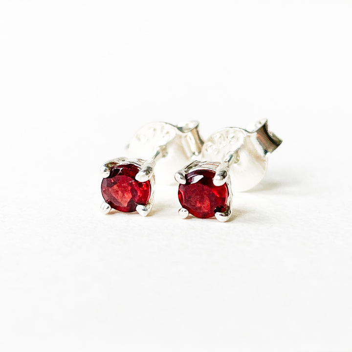 granaat edelsteen oorbellen oorknoppen 4mm studs