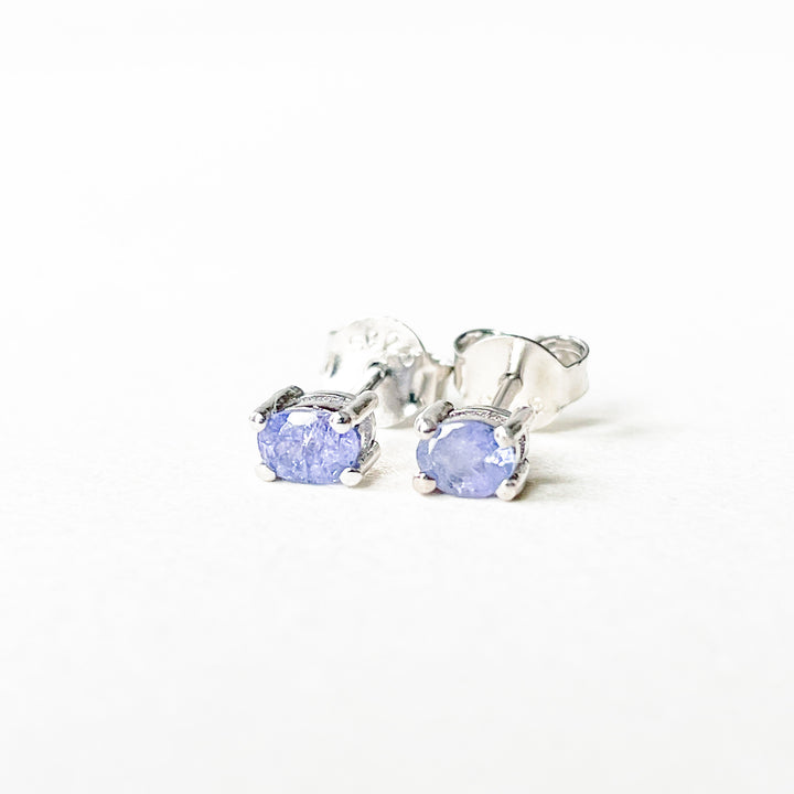tanzaniet edelsteen oorbellen oorknoppen 4mm studs