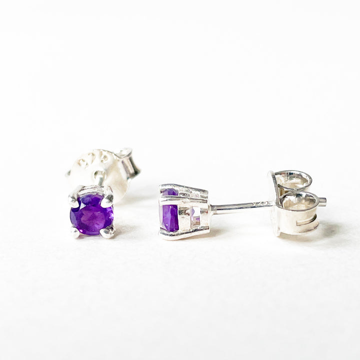 amethist edelsteen oorbellen oorknoppen 4mm studs