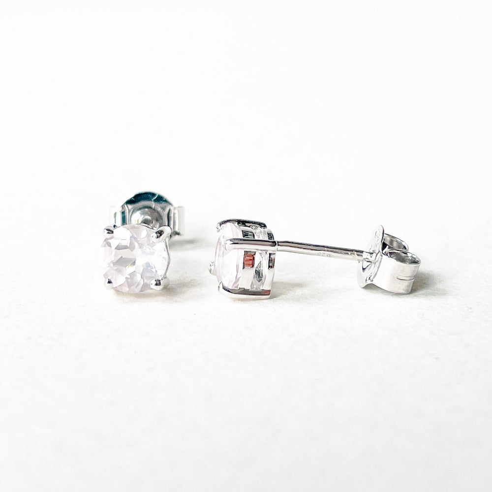 rozenkwarts 5mm edelsteen oorbellen oorstekers studs zilver 925 sterling