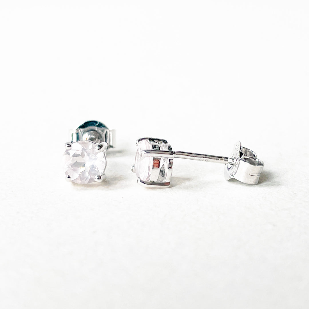 rozenkwarts 5mm edelsteen oorbellen oorstekers studs zilver 925 sterling
