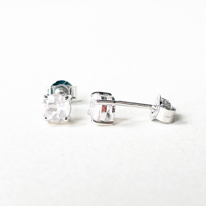 rozenkwarts 5mm edelsteen oorbellen oorstekers studs zilver 925 sterling